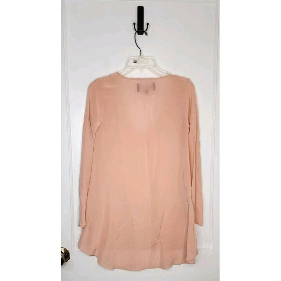 Vanessa Mooney L.A. Sustainable Silk Crepe de Chine Tunic Blouse Peach Pink S - Picture 2 of 4